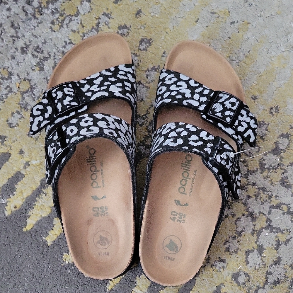 Papillio Black and White Sandals with Animal Print